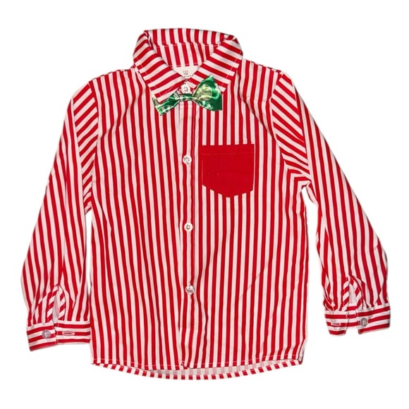 4 PC Candy cane Elf suit with Suspenders and Bow Tie - Picture 2 of 4